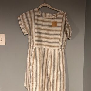 Blu Pepper Striped Midi Dress in Cream and Brown
